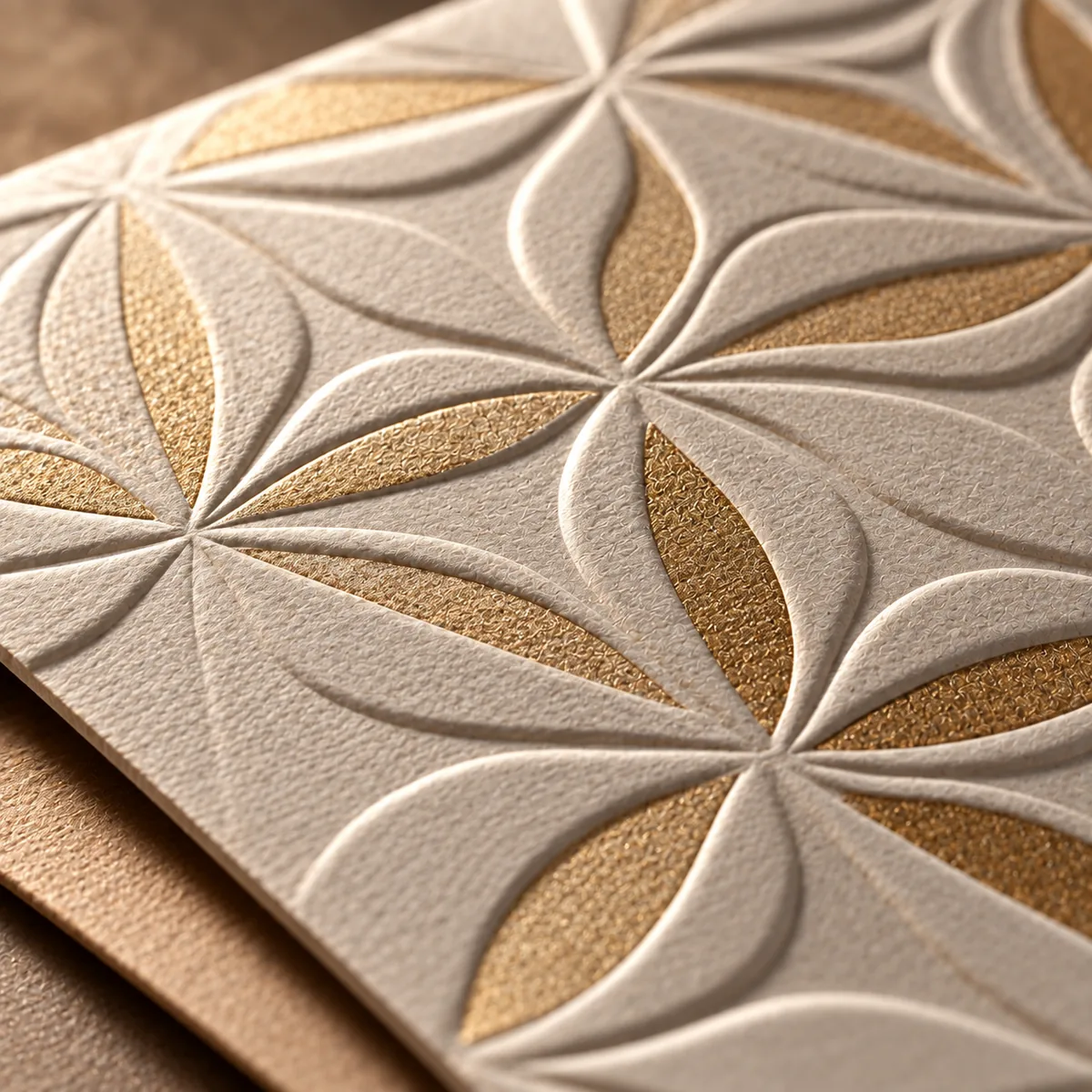 Raised embossed pattern on premium ivory cardstock
