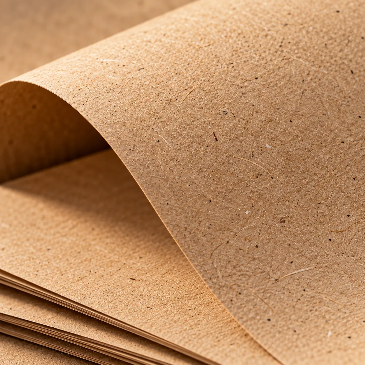 Macro of natural kraft paper with authentic fibres