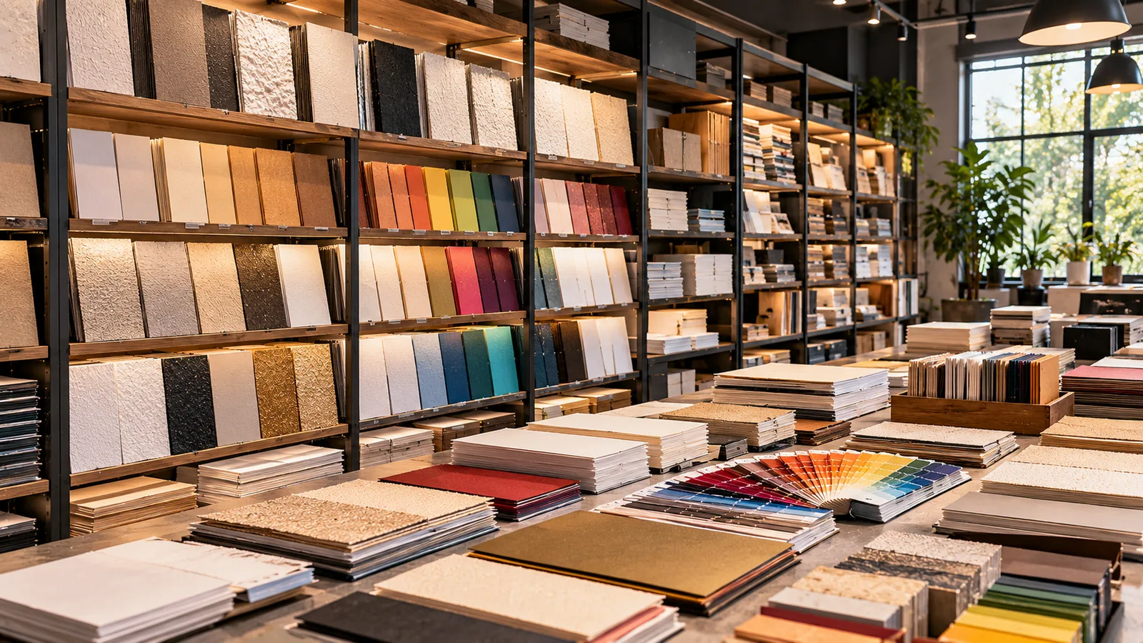 Organised paper library of matte, gloss and specialty stocks