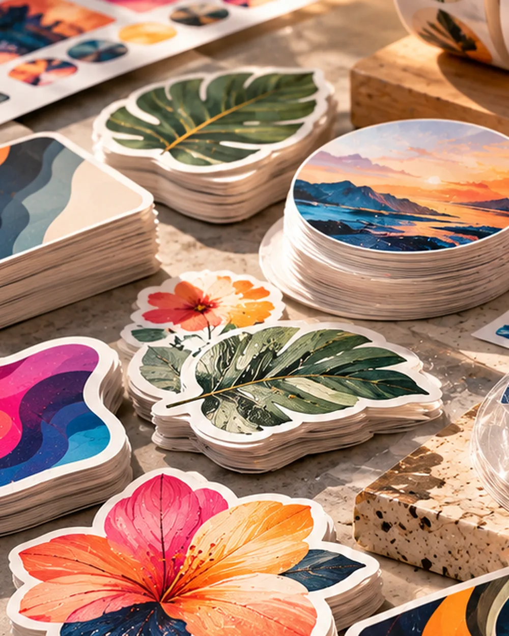 Round vinyl stickers with clean die-cut edges